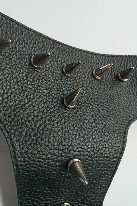 Devils Spiked Leather Collar with O Ring - - Cock Rings