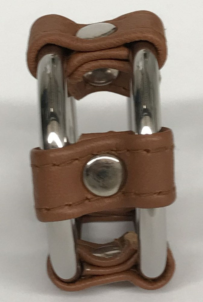 Plain Tube Steel Double Cock Ring Brown - - Cock Rings