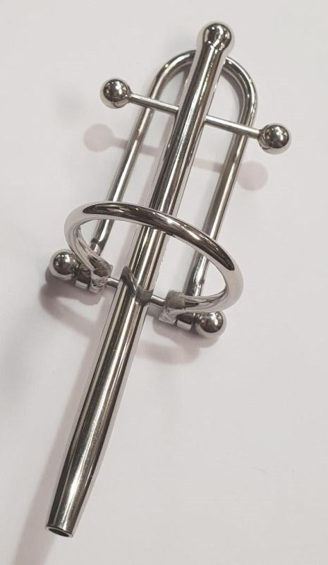 Prince Albert Wand With Barbell & Glans Ring - - Penis Plugs