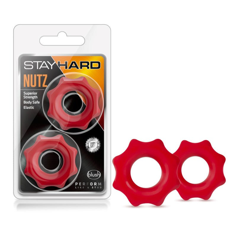 Stay Hard Nutz - Red Set Of 2 - - Cock Ring Sets