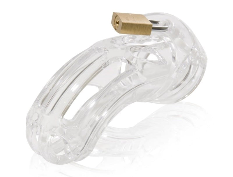 The Curve Chastity Cock Cage Kit - Clear - - Male Chastity