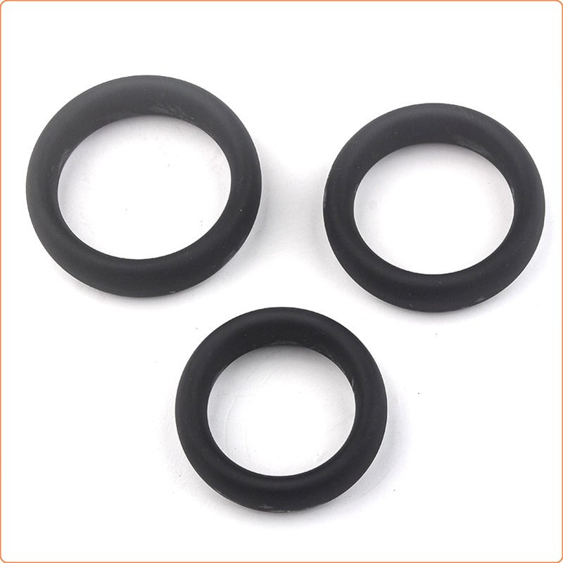Thick 3 C-Ring Set - Stretchy Silicone - - Ball and Cock Toys