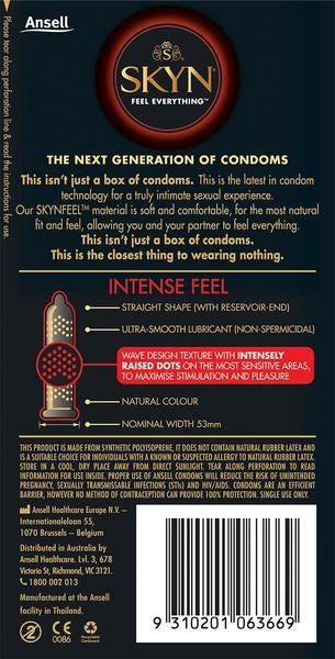 Ansell SKYN Intense Feel Condom 10 Pack - - Condoms