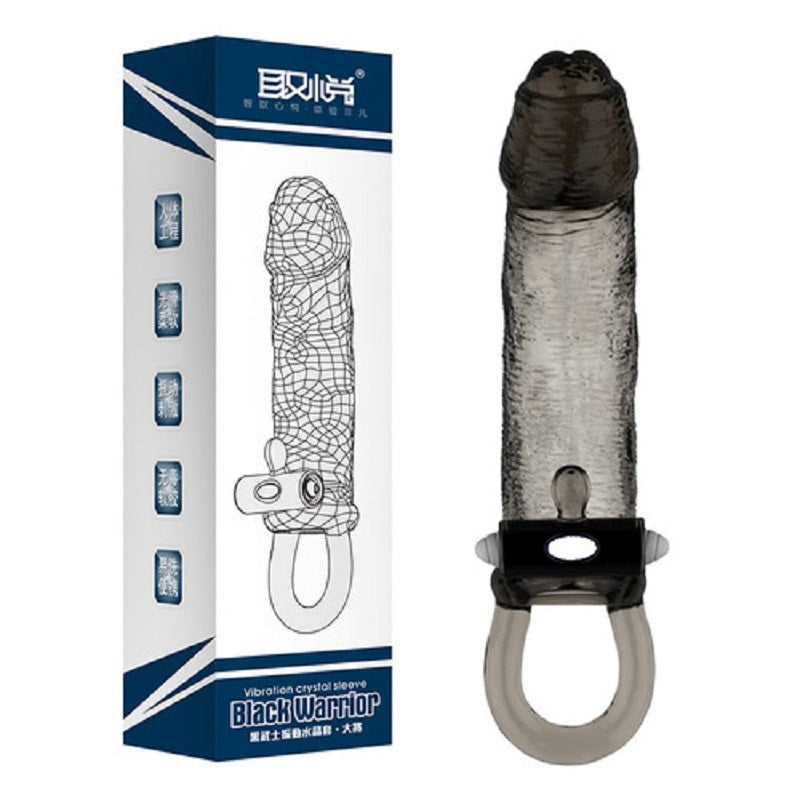Black Warrior Uncut Vibrating Penis Sleeve - Pumps, Extenders and Sleeves