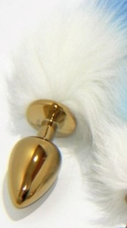 Colourful Faux Fox Tail Gold Butt Plug - - Butt Plugs