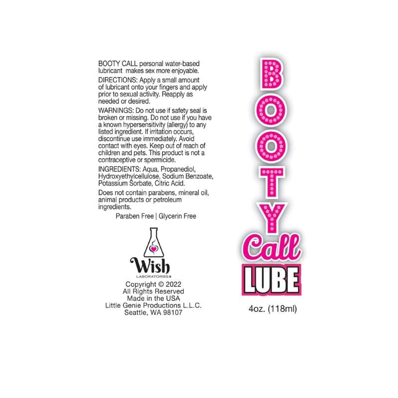 Booty Call Lube - - Water Based Lubes