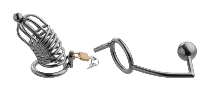Condemned Penetration Cage with Anal Urethral Insertion - - Penis Plugs