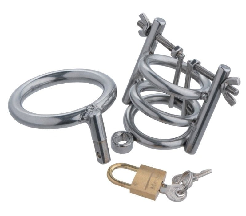Deluxe Cleaver Urethral Spreader CBT Chastity Cage - - Cock Rings