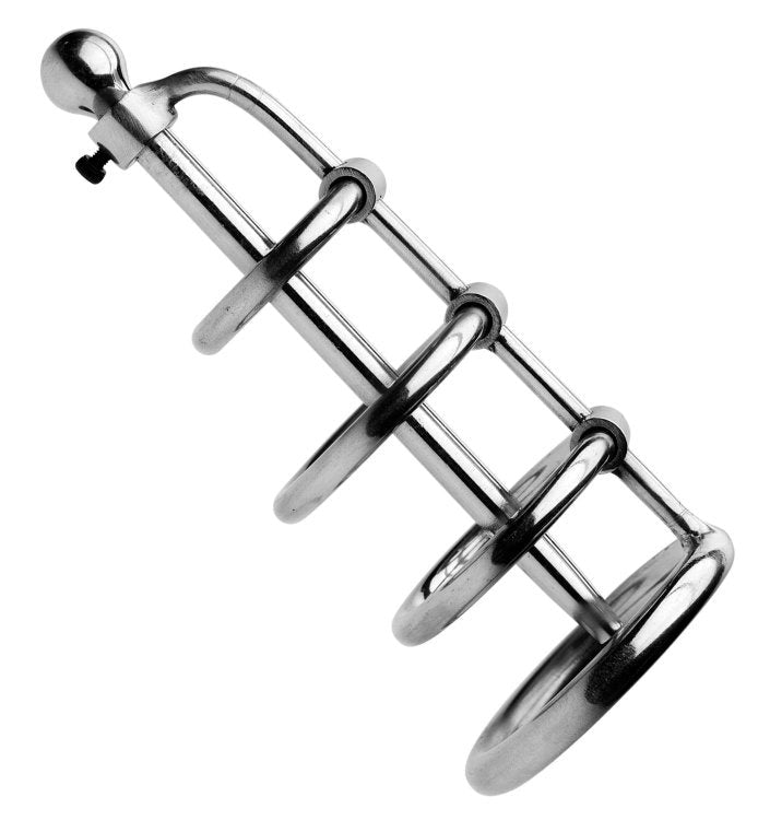 Gates Of Hell Stainless Steel Adjustable Cum Through Sound Cage - - Cock Rings