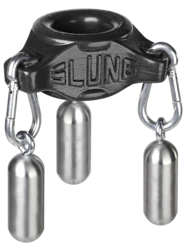 Oxballs Slung Ballstretcher With 3 Carabiners Black - - Stretchy Cock Rings