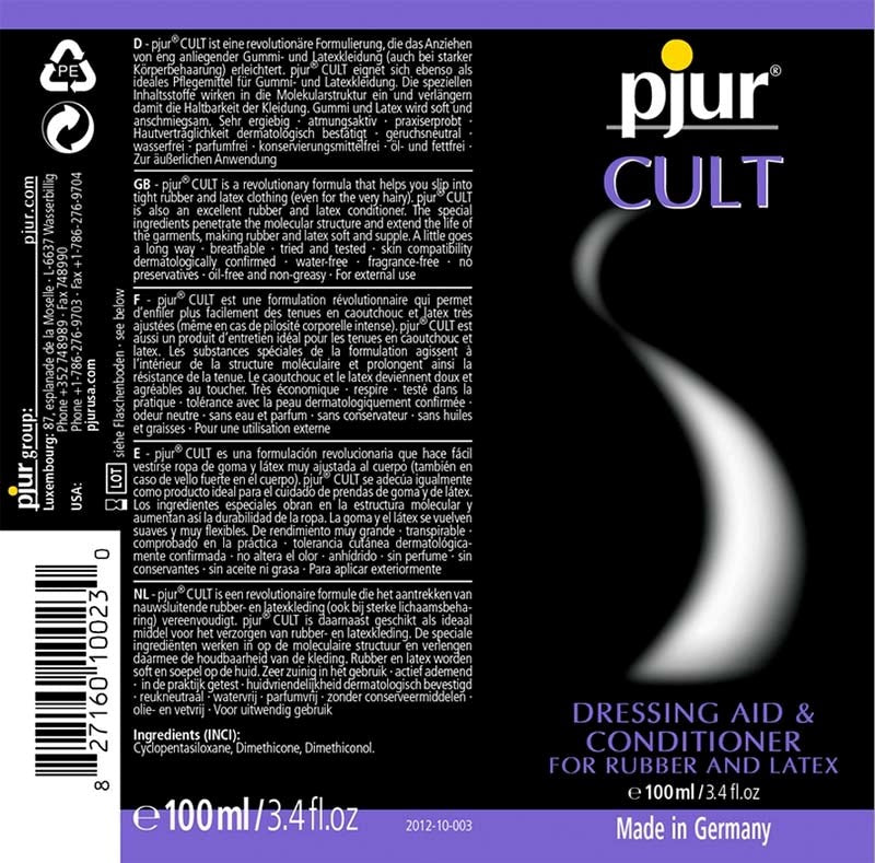 Pjur CULT Rubber and Latex Aid 100ml - - Silicone Based Lubes