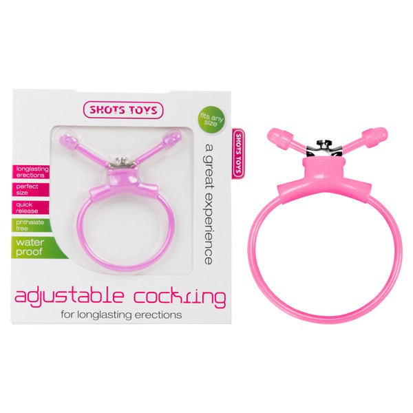 SHOTS Adjustable Cock Ring in Pink - - Cock Rings