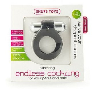Shots Toys Vibrating Endless Cock Ring Black - - Vibrating Cock Rings