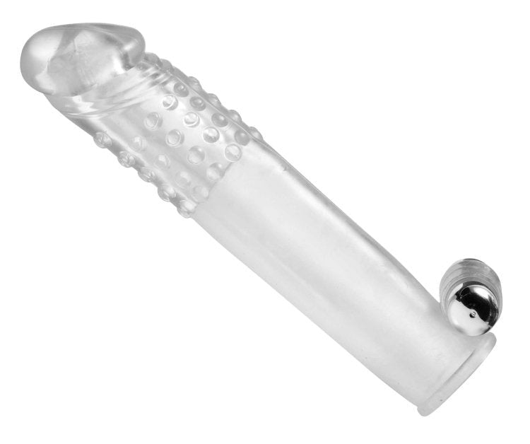 Size Matters Clear Sensations Penis Vibro Sleeve With Bullet - Pumps, Extenders and Sleeves