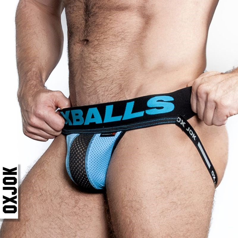 Oxballs Airmesh Swagger Male Jockstrap Sky Blue - - Jocks and G-Strings