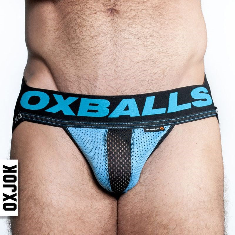 Oxballs Airmesh Swagger Male Jockstrap Sky Blue - - Jocks and G-Strings