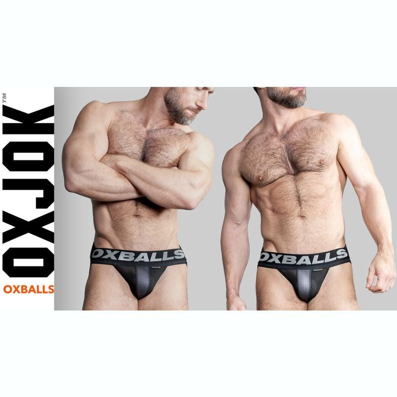 Oxballs Airmesh Swagger Sexy Mens Jockstrap Tar Black - - Jocks and G-Strings