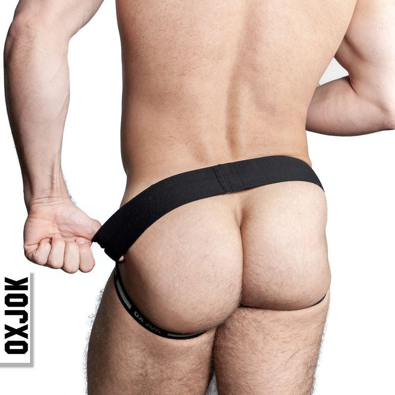 Oxballs Airmesh Swagger Sexy Mens Jockstrap Tar Black - - Jocks and G-Strings