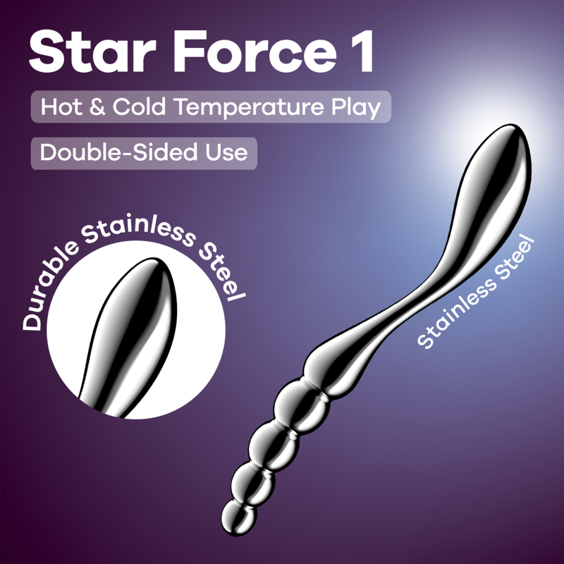 Satisfyer Star Force 1 Curved Metal Dildo - - Steel Sex Toys