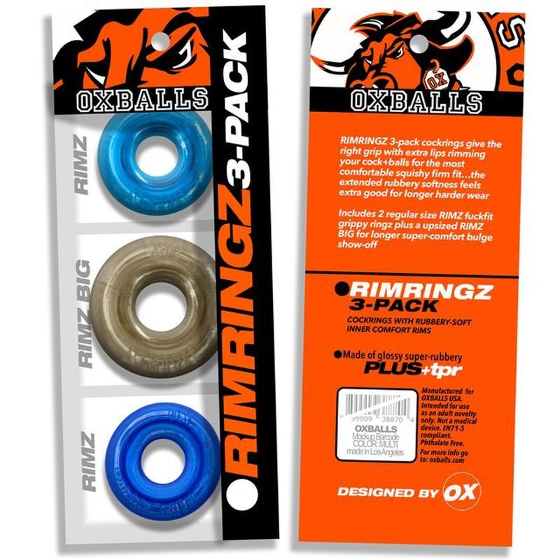 OxBalls RimRingz 3 Piece Multi Size Stretchy Cock Ring - - Cock Ring Sets