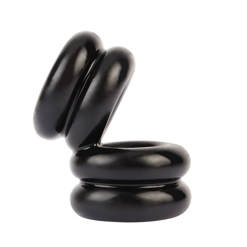 Chisa Double Stacked Dual Pleasure Mens Cock Ring - Black - Stretchy Cock Rings