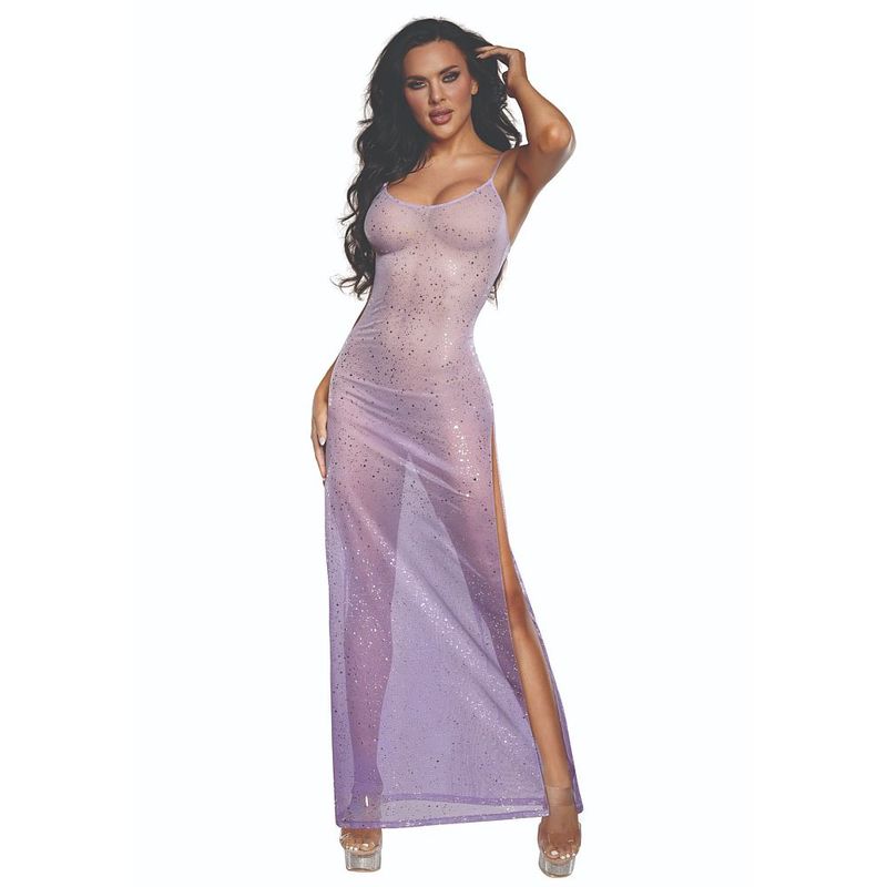 Dream Girl Ombre Glitter Mesh Womens Gown Lilac - - Kimono's and Gowns