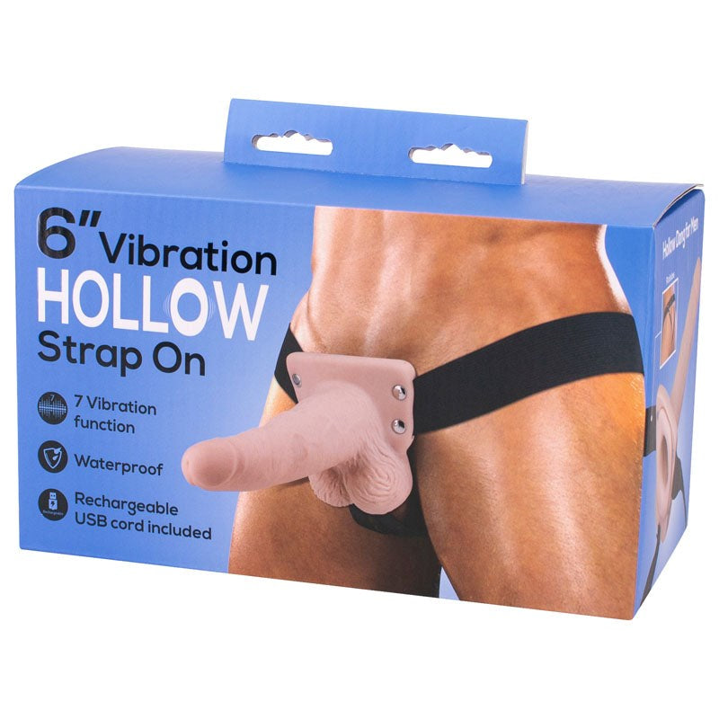 6 Inch Vibration Hollow Strap-On - - Realistic Dildos