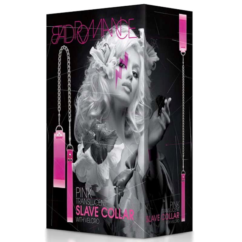 Bad Romance Pink Translucent Slave Collar with Velcro - - Masks And Blindfolds