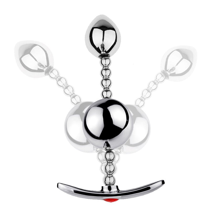 Bendable Double Ball Steel Butt Plug - - Steel Sex Toys