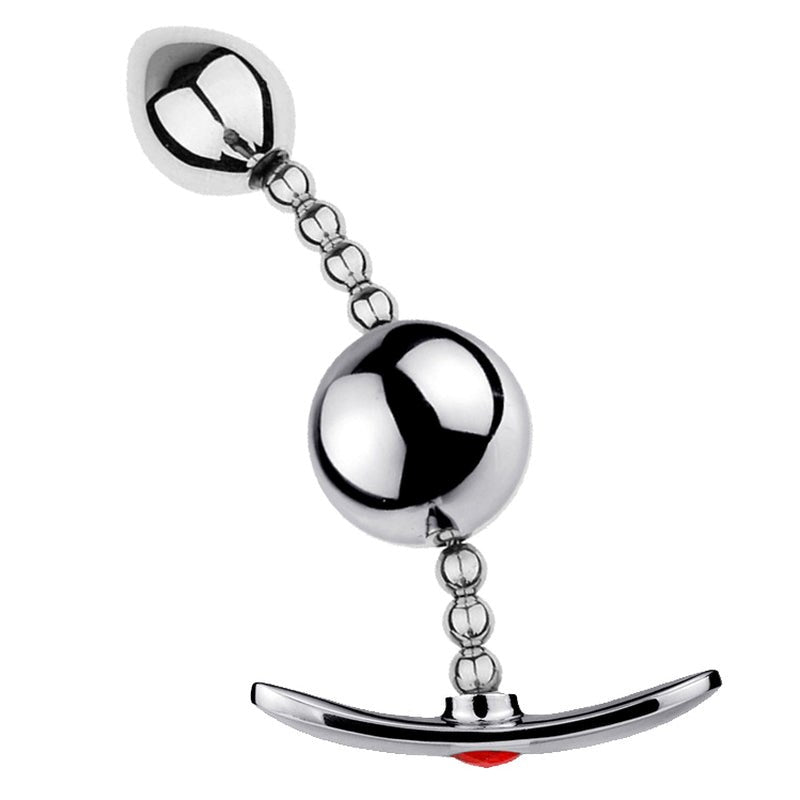 Bendable Double Ball Steel Butt Plug - - Steel Sex Toys