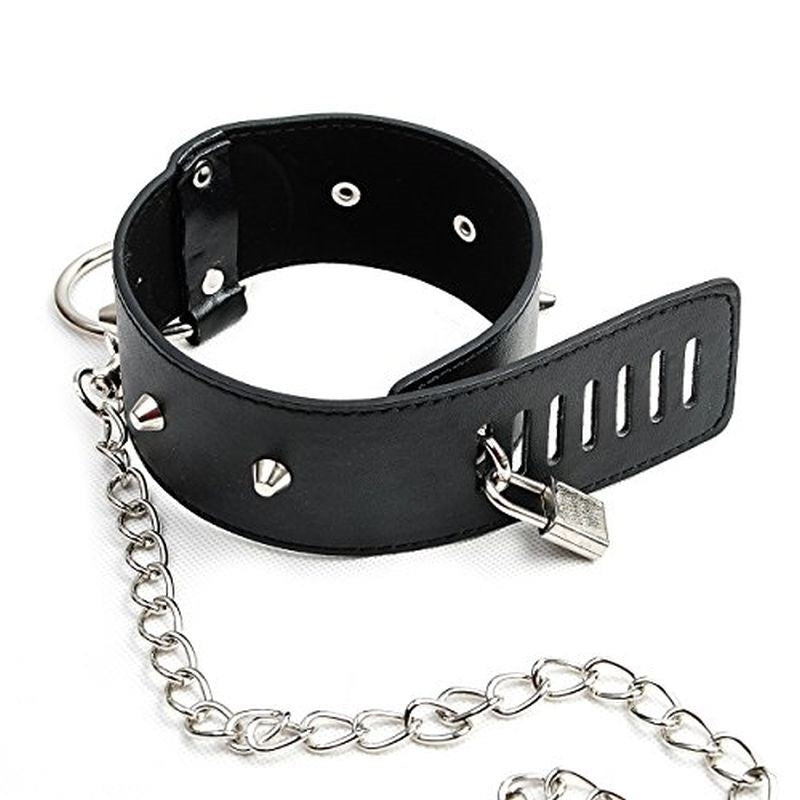 Blunt Spike Bondage Collar with Leash - - Collars And Cuffs