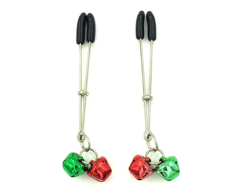 Bondage Nipple Clamps with Two Bells - - Nipple and Clit Clamps