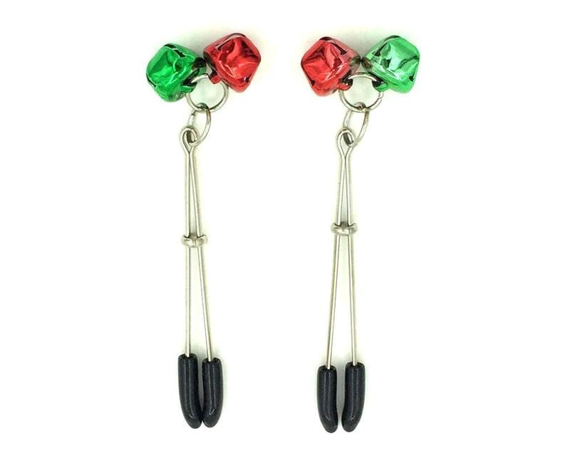 Bondage Nipple Clamps with Two Bells - - Nipple and Clit Clamps