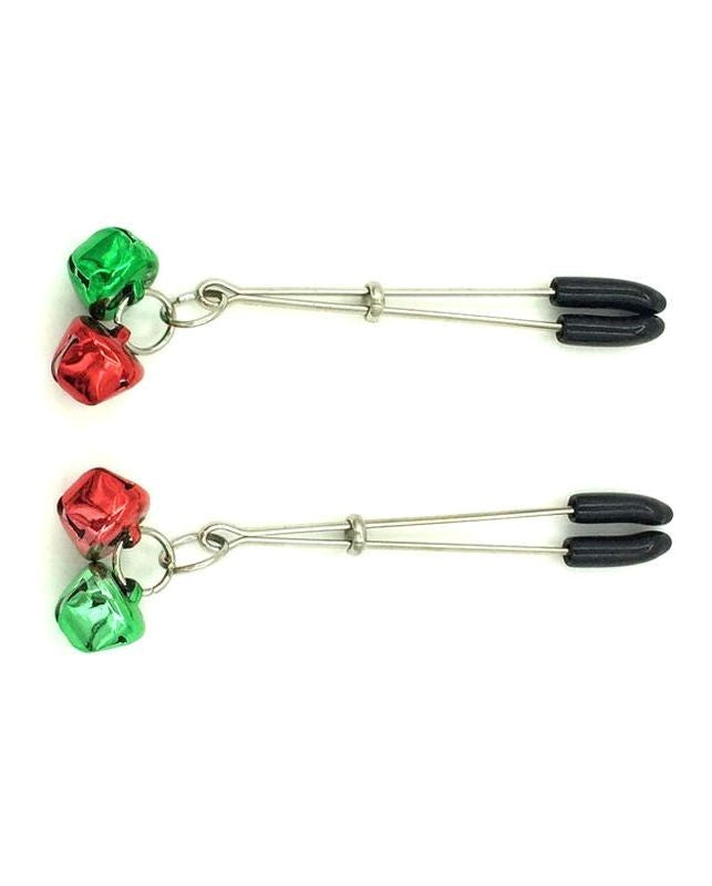 Bondage Nipple Clamps with Two Bells - - Nipple and Clit Clamps