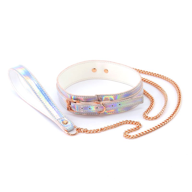 Cosmo Bondage Collar And Leash Rainbow - - Collars And Cuffs