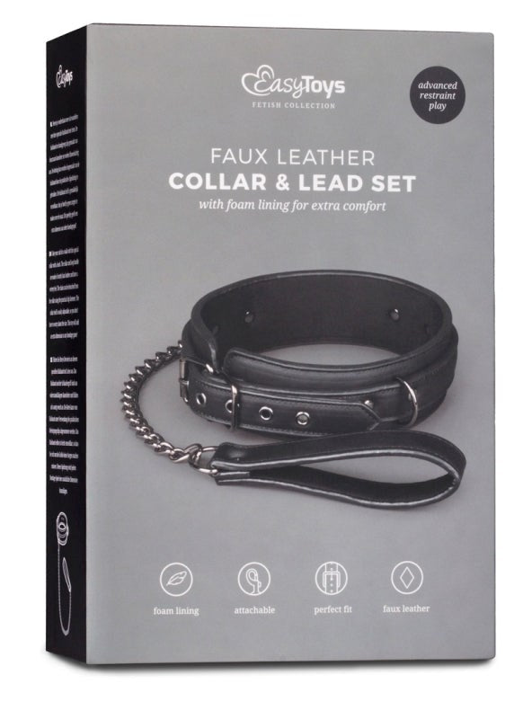 Easytoys Fetish Collar with Leash - - Collars And Cuffs