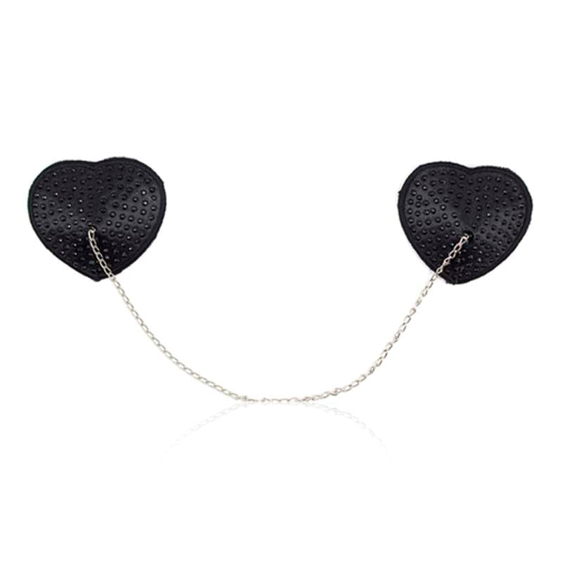 Encrusted Heart Shaped Nipple Pasties - - Fancy Dress Ups
