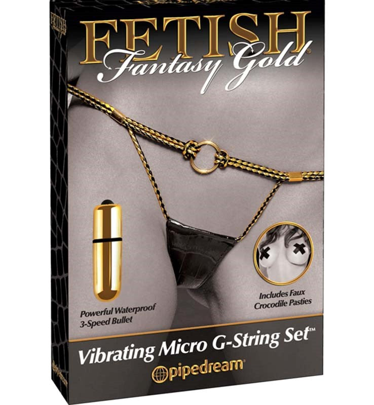 Fetish Fantasy Gold Vibrating Micro G-String Set - - G-Strings, Panties and Shorts