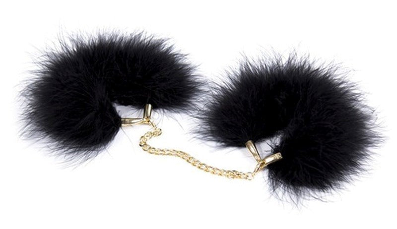 Fur Cuffs with Golden Chain - - Cuffs and Restraints