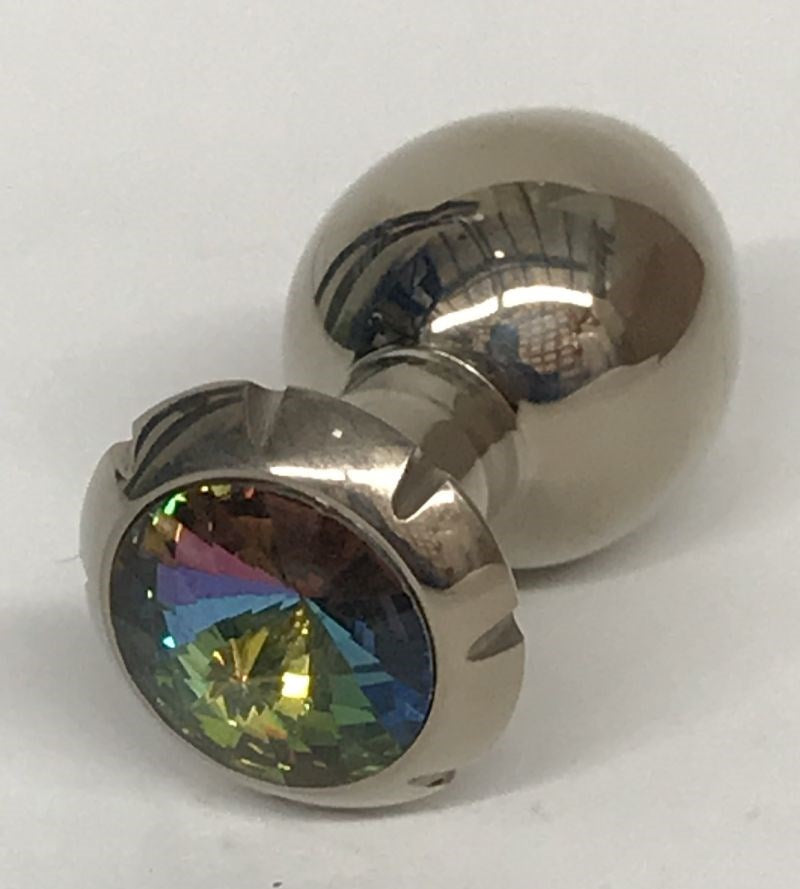 Jewelled Lotus Metal Butt Plug Small Rainbow - - Steel Sex Toys