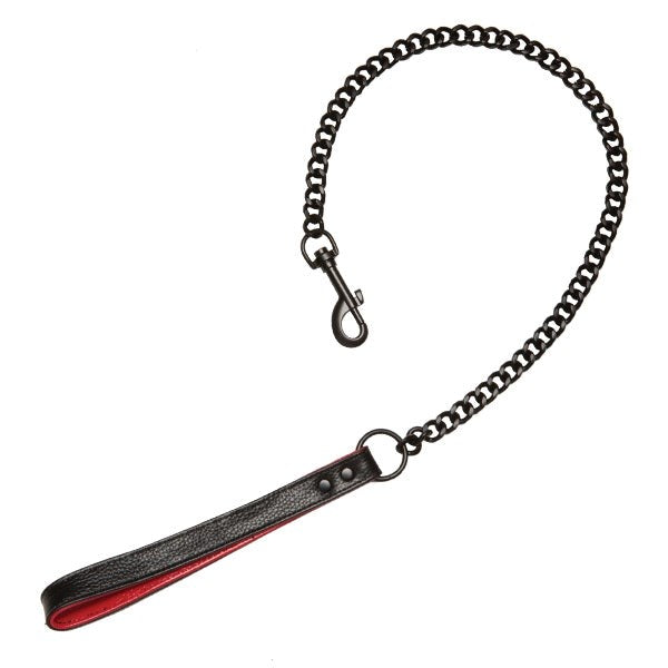 Kink Leather Handlers Leash Black and Red - - Collars And Cuffs