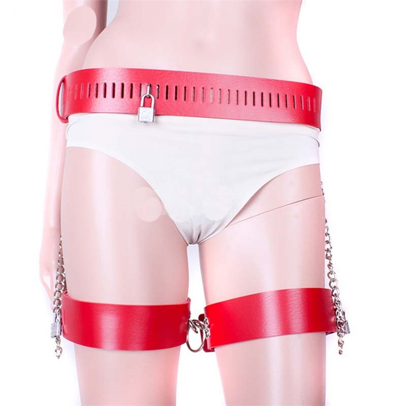 KookieLeather Wrist and Thigh Restraints Red - - Cuffs And Restraints