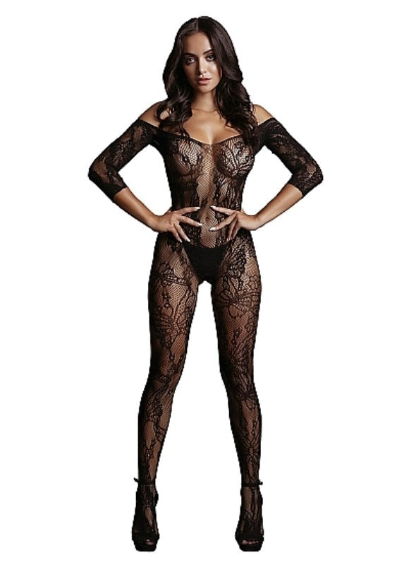 Lace Sleeved Bodystocking One Size - - Body Stockings