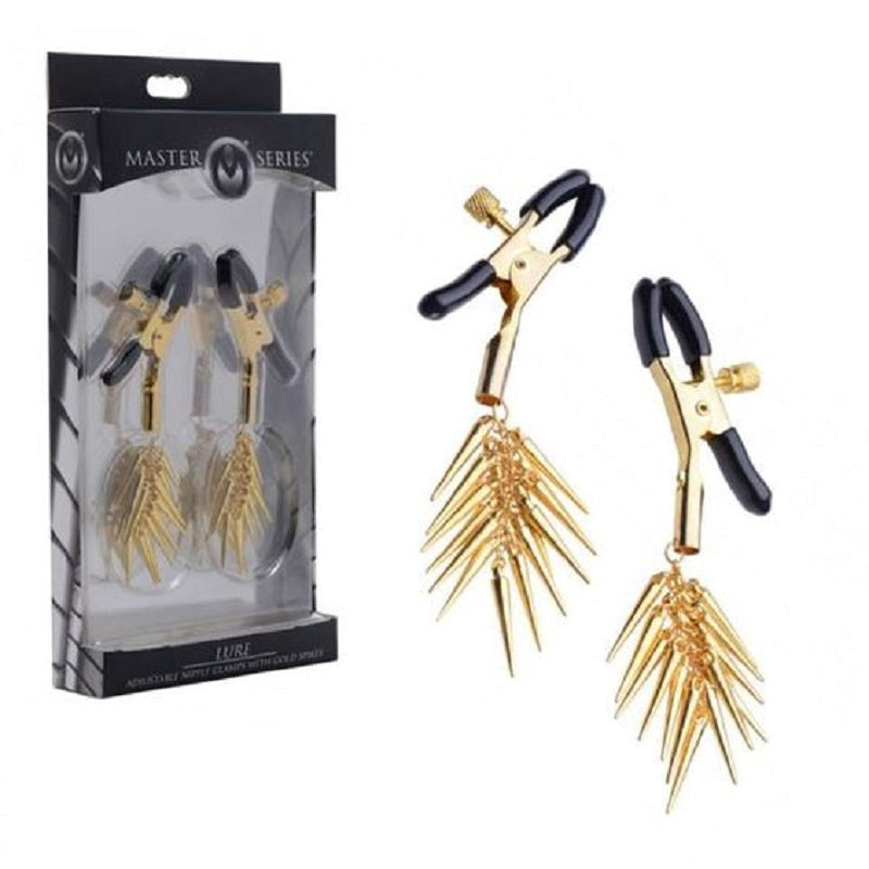 Lure Adjustable Nipple Clamps With Gold Spikes - - Nipple and Clit Clamps