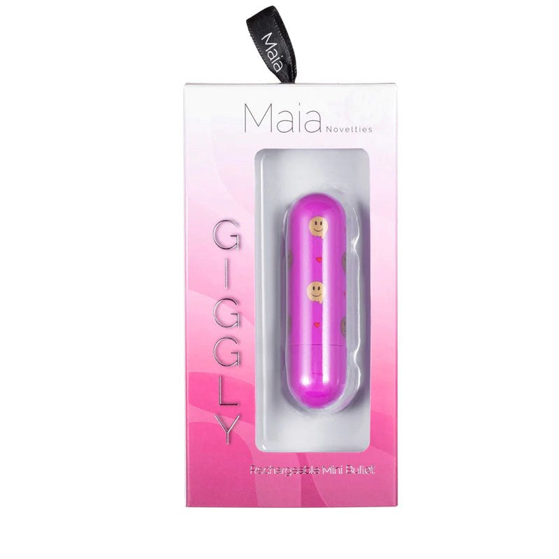 Maia Giggly Rechargeable Bullet - Emoji Pink - - Bullet Vibrators