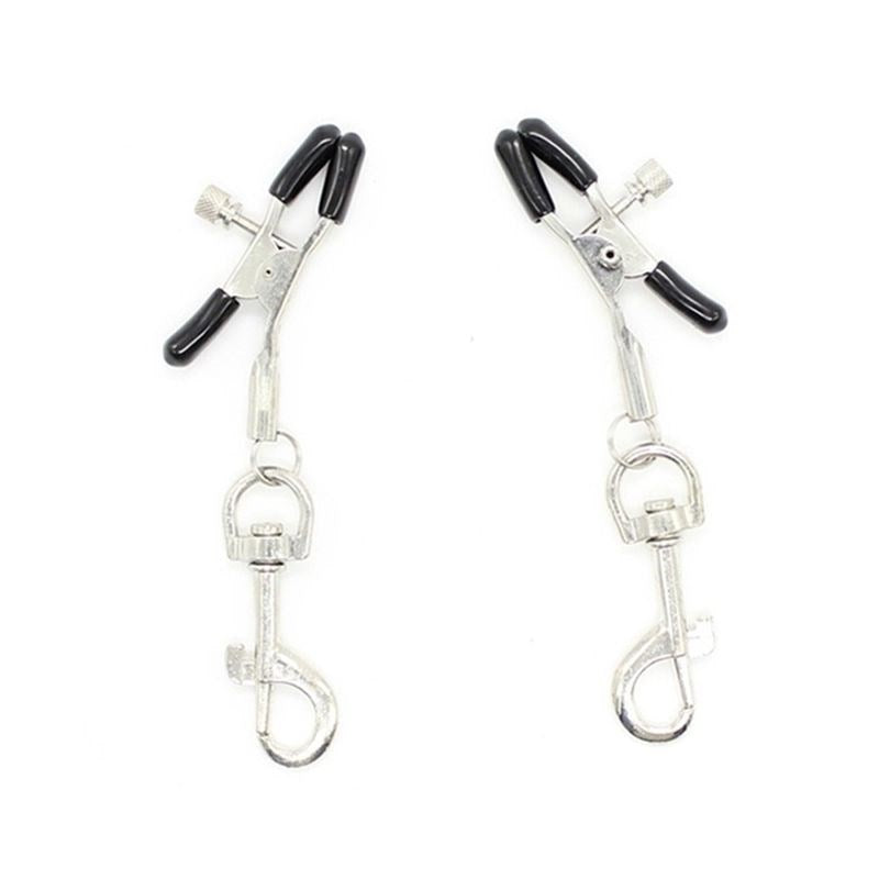 Metal Nipple Clamp With Leash Clips - - Nipple and Clit Clamps