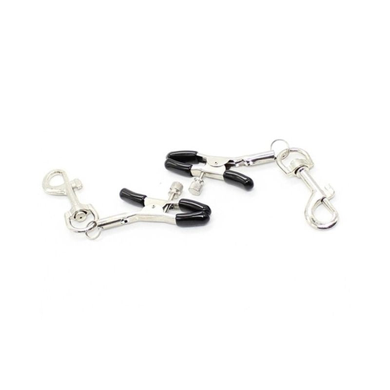 Metal Nipple Clamp With Leash Clips - - Nipple and Clit Clamps