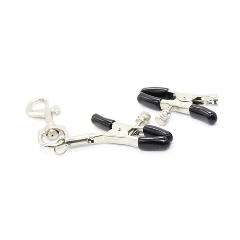 Metal Nipple Clamp With Leash Clips - - Nipple and Clit Clamps