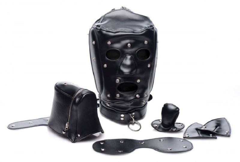 Muzzled BDSM Hood with Removable Muzzle - - Bondage Hoods