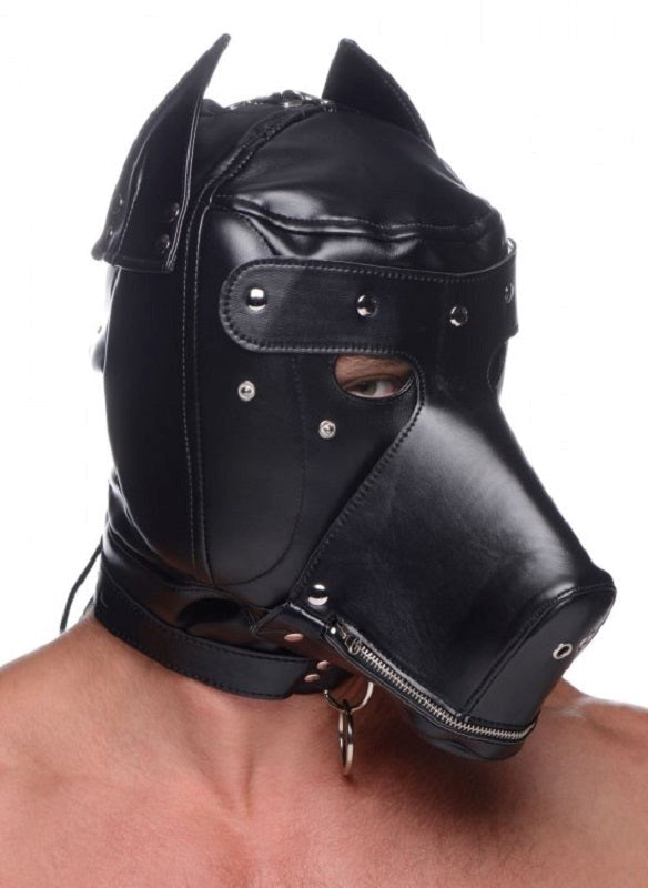 Muzzled BDSM Hood with Removable Muzzle - - Bondage Hoods
